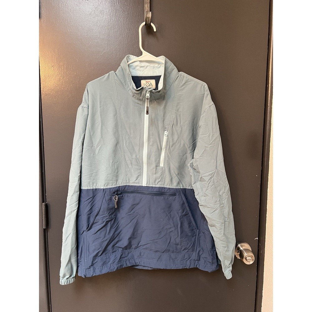 Rail Riders Anorak Windbreaker Sz L Men's Jacket Colorblock Half Zip Blue
